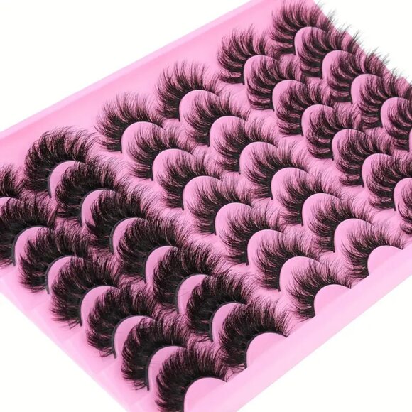 21 Pairs Natural Faux Mink False Eyelashes Fluffy Thick 3 Styles 5D Cat Eye - Picture 2 of 7